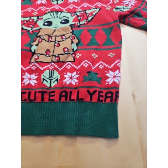 Star Wars Baby Yoda "I Was Cute All Year" Green-Red Christmas Sweater-12 Month's - Picture 7 of 16